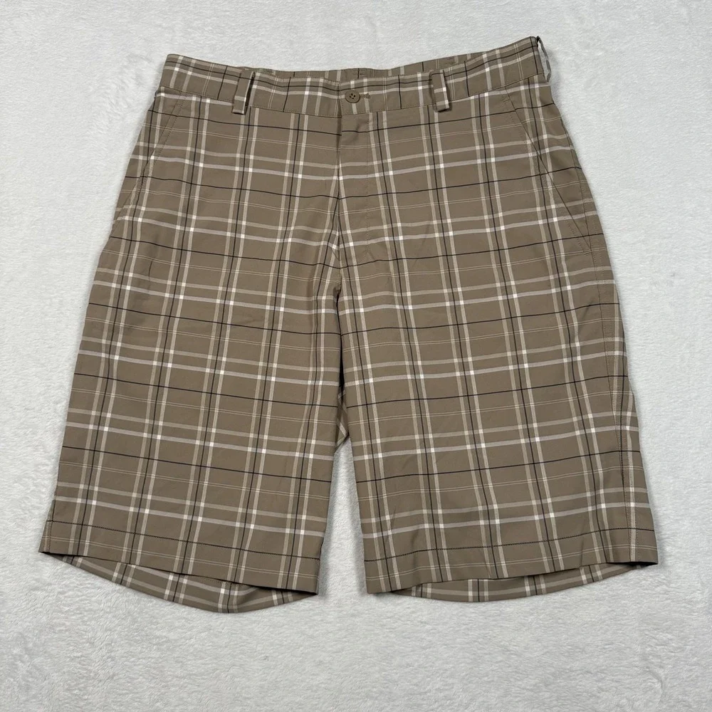Nike Golf‎ Shorts Mens 32 Brown Plaid Dri-FIT Performance Lightweight Athletic